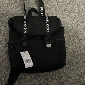 Michael Kors Black Flap Backpack
